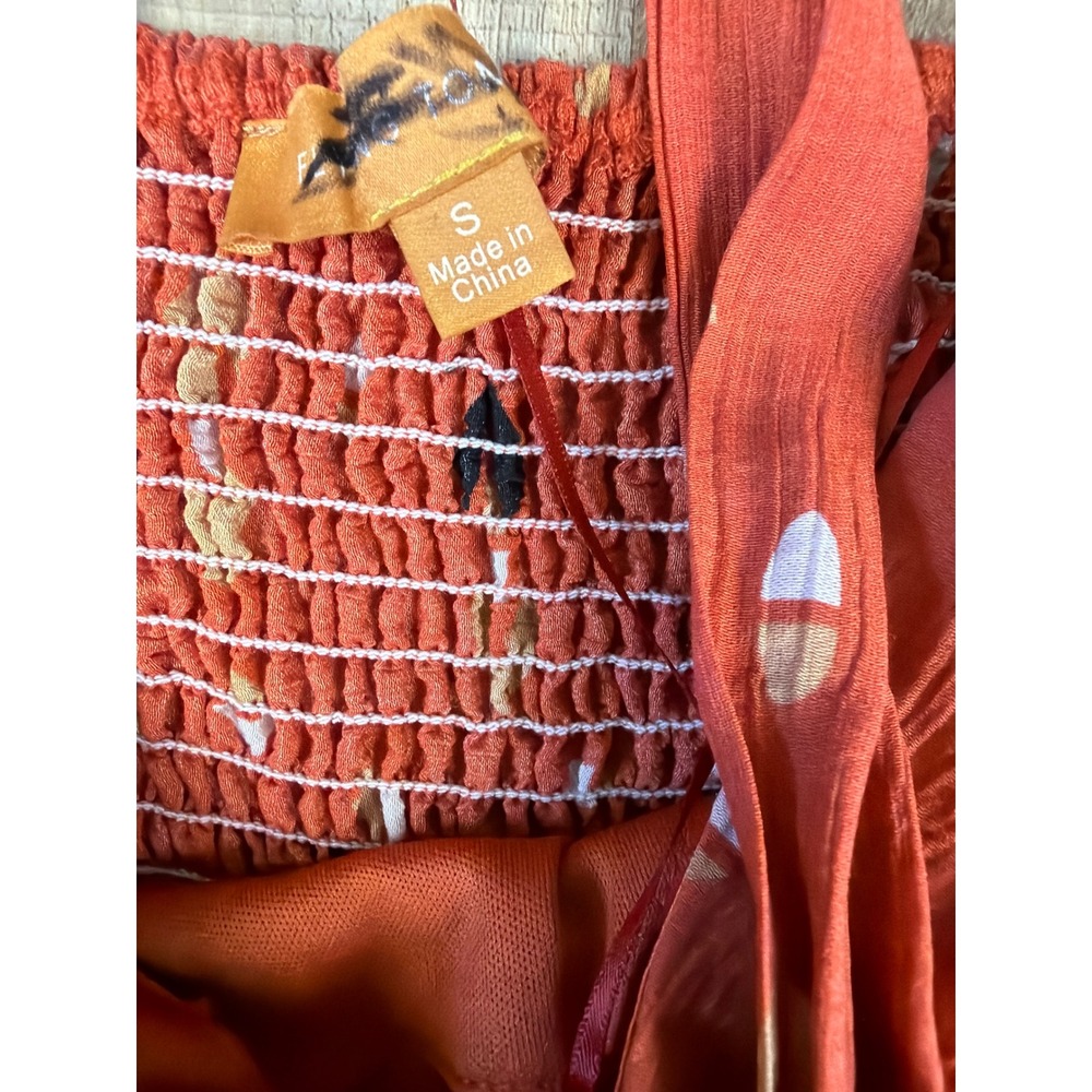 Anthro Flying Tomato Sidewalk Cafe Terracotta Woven Maxi Dress Halter Cutout S - Picture 7 of 9